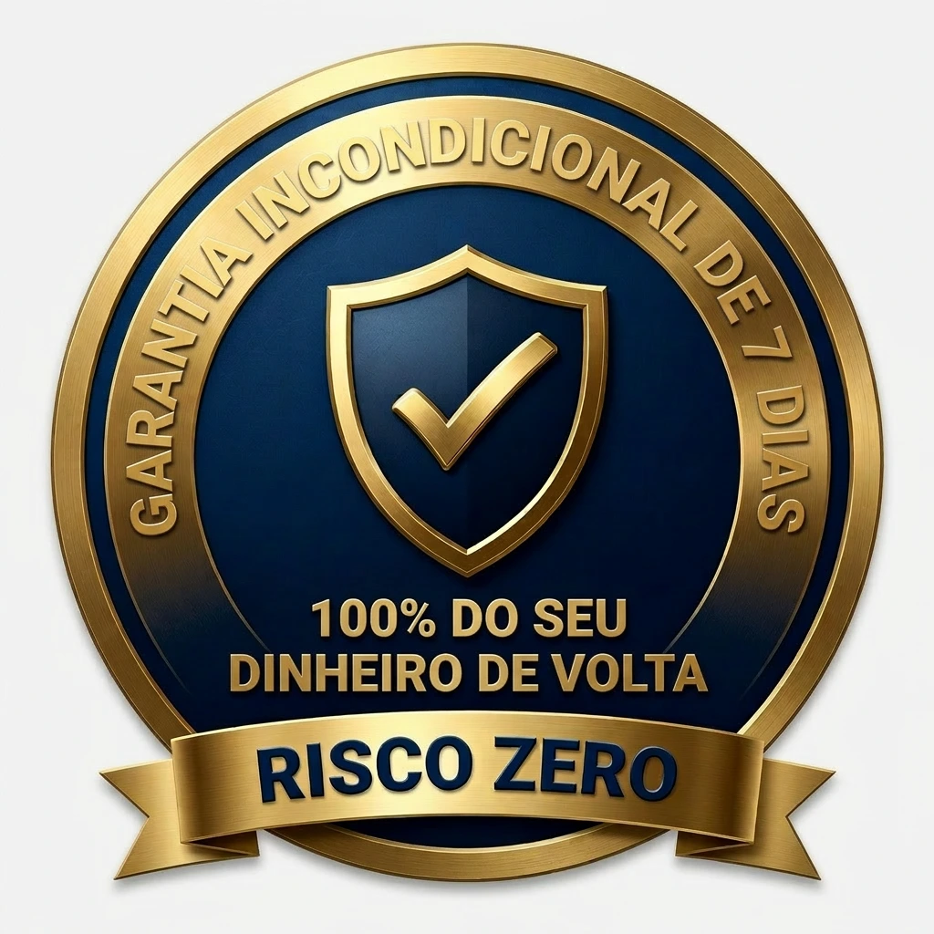 Selo de garantia incondicional de 7 dias para devolução do valor do e-book IRPF 2026